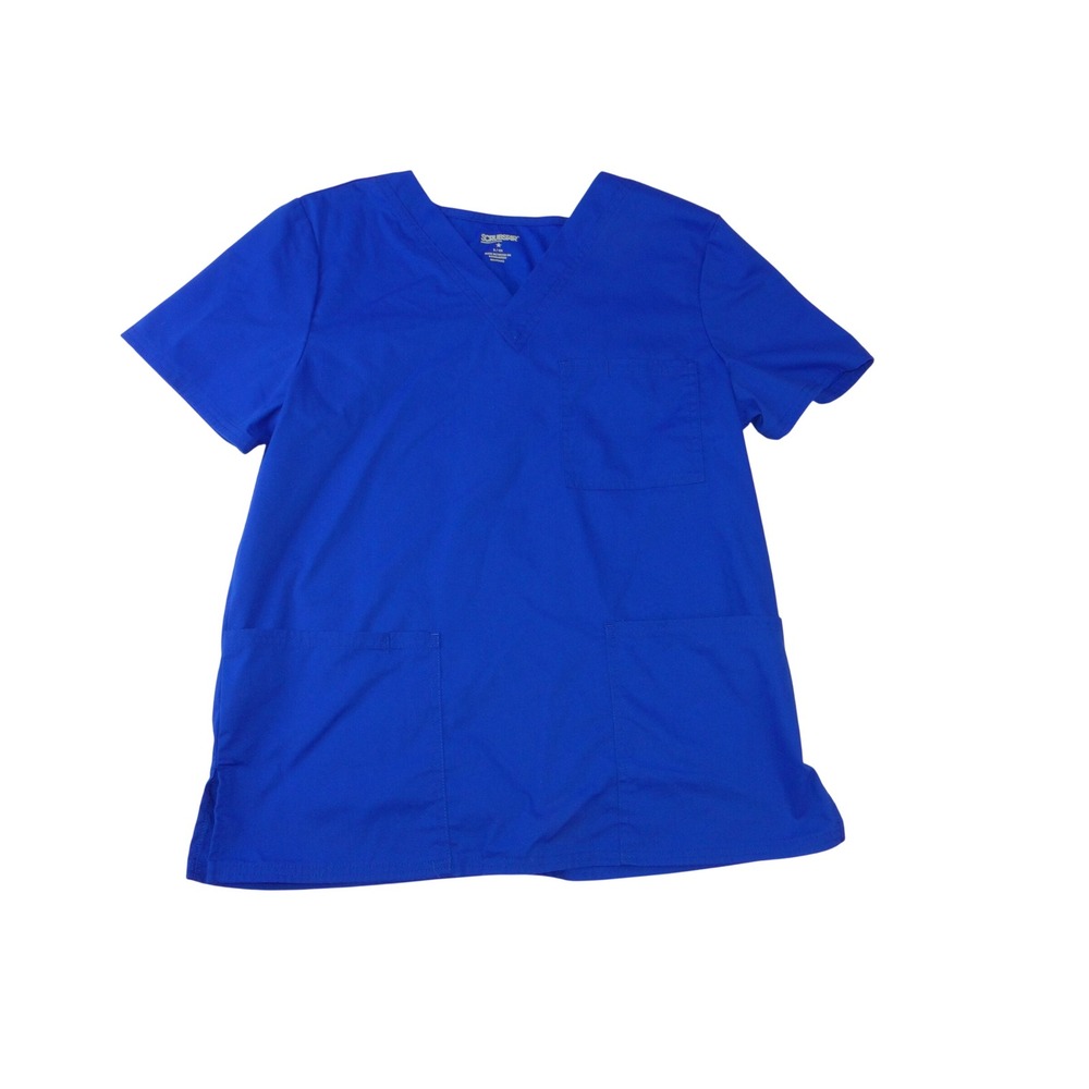 Scrubstar Premium Royal Blue V-Neck Scrub Top Small S Short Sleeve Pocket